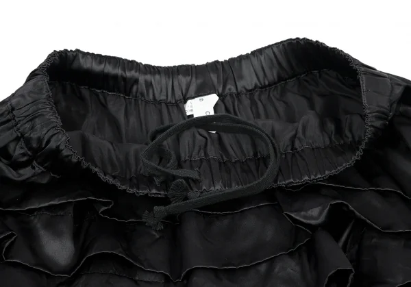 コムコム コムデギャルソンCOMME des GARCONS サテンティアードフリルサルエルパンツ 黒S K-115579_006