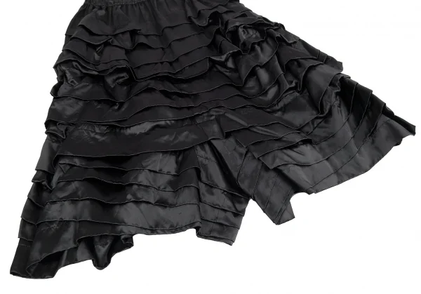 コムコム コムデギャルソンCOMME des GARCONS サテンティアードフリルサルエルパンツ 黒S K-115579_007