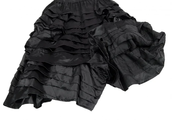 コムコム コムデギャルソンCOMME des GARCONS サテンティアードフリルサルエルパンツ 黒S K-115579_008