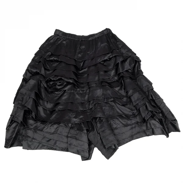 コムコム コムデギャルソンCOMME des GARCONS サテンティアードフリルサルエルパンツ 黒S K-115579_009