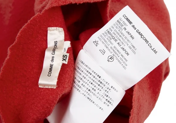 コムデギャルソンCOMME des GARCONS ウールフェルト2次元トップス 赤XS K-115589_014