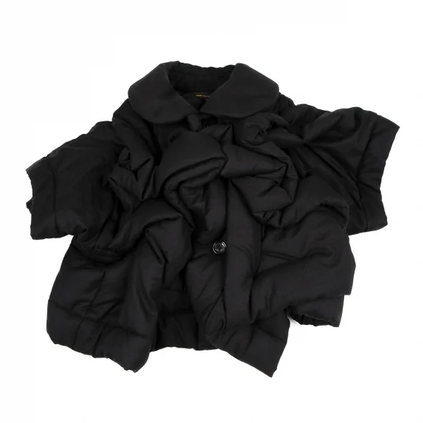 コムデギャルソンCOMME des GARCONS ギャザーデザイン中綿ウールジャケット 黒XS K-115593_002
