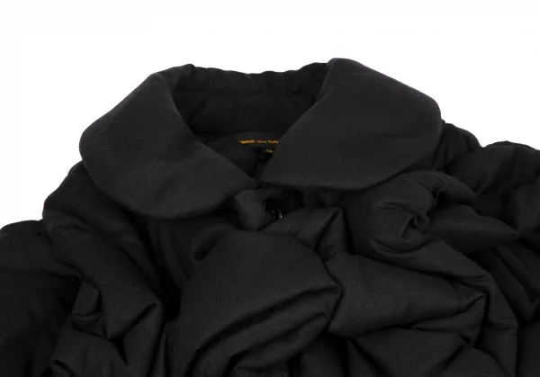 コムデギャルソンCOMME des GARCONS ギャザーデザイン中綿ウールジャケット 黒XS K-115593_003