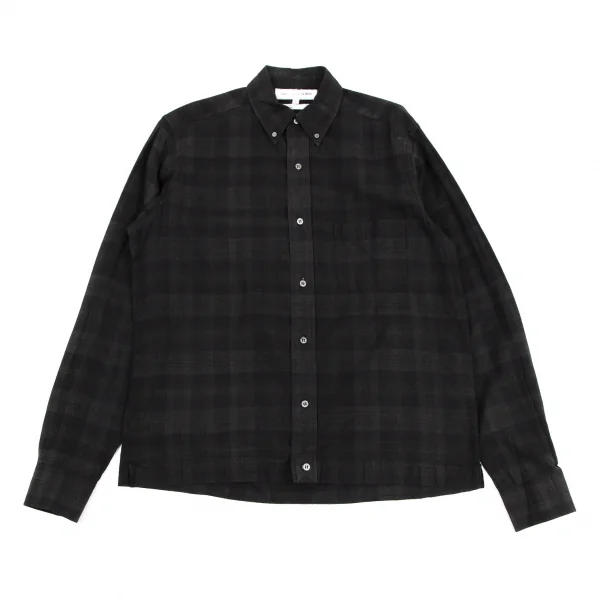 コムデギャルソン シャツCOMME des GARCONS SHIRT コットンチェックボタンダウンシャツ チャコールL K-115608_001