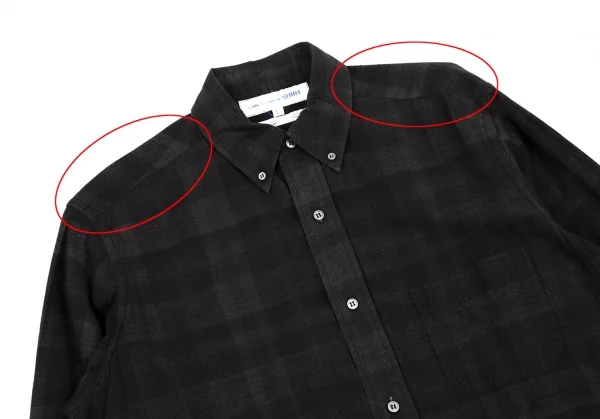 コムデギャルソン シャツCOMME des GARCONS SHIRT コットンチェックボタンダウンシャツ チャコールL K-115608_002