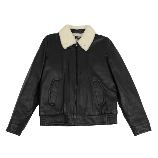 A.P.C. Boa Collar Leather Jacket Black 2 K-115609_001