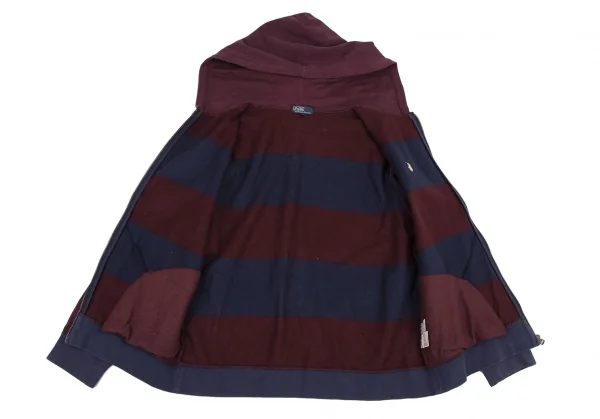 ポロラルフローレンPOLO RALPH LAUREN ポニーワンポイント刺繍ボーダージップアップパーカー エンジ青170 K-115615_010