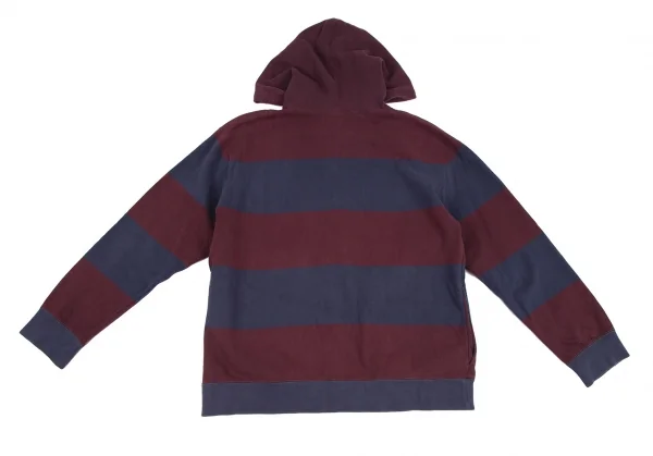 ポロラルフローレンPOLO RALPH LAUREN ポニーワンポイント刺繍ボーダージップアップパーカー エンジ青170 K-115615_011