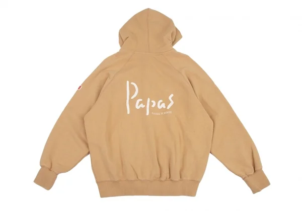 パパスPapas ロゴプリントボタン開きパーカー キャメルL K-115646_014