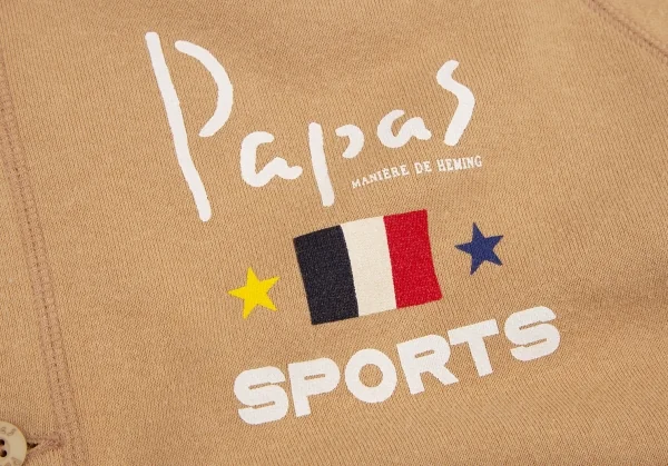 パパスPapas ロゴプリントボタン開きパーカー キャメルL K-115646_006