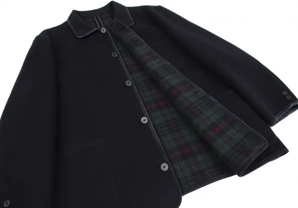 パパスPapas ウールダブルフェイスパイピングジャケット 紺52LL K-115653_011