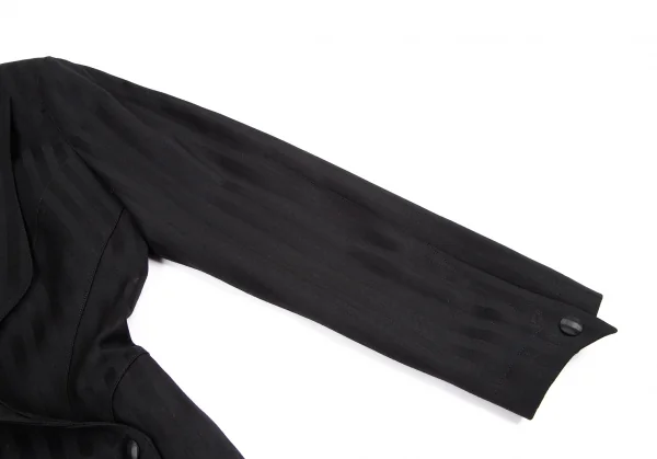 ティエリーミュグレー Thierry Mugler シャドーストライプウエストシェイプ切替ウールジャケット 黒7AR K-115662_005