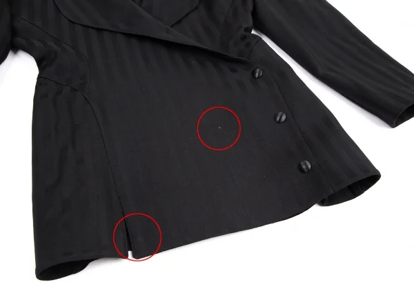 ティエリーミュグレー Thierry Mugler シャドーストライプウエストシェイプ切替ウールジャケット 黒7AR K-115662_007