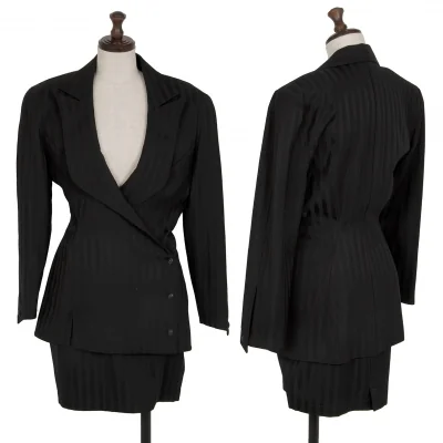 ティエリーミュグレー Thierry Mugler シャドーストライプウールセットアップ 黒