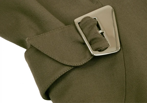 ティエリーミュグレー Thierry Mugler アシンメトリーラペルベルテッドウールギャバジャケット カーキ9AR K-115668_012