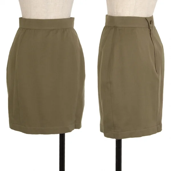 ティエリーミュグレー Thierry Mugler ウールギャバ台形スカート カーキ63-90 K-115669_001