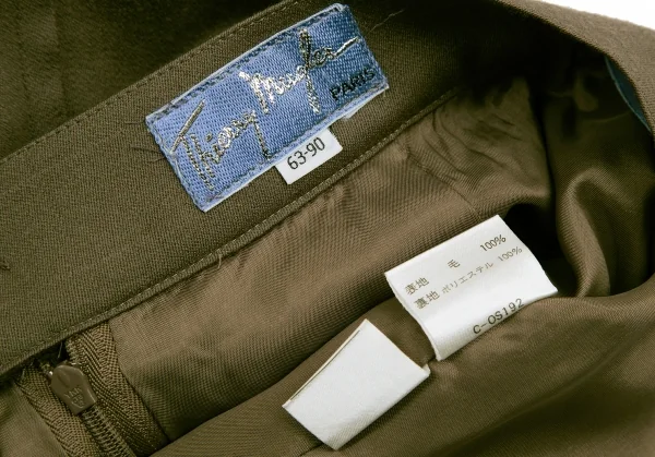 ティエリーミュグレー Thierry Mugler ウールギャバ台形スカート カーキ63-90 K-115669_012