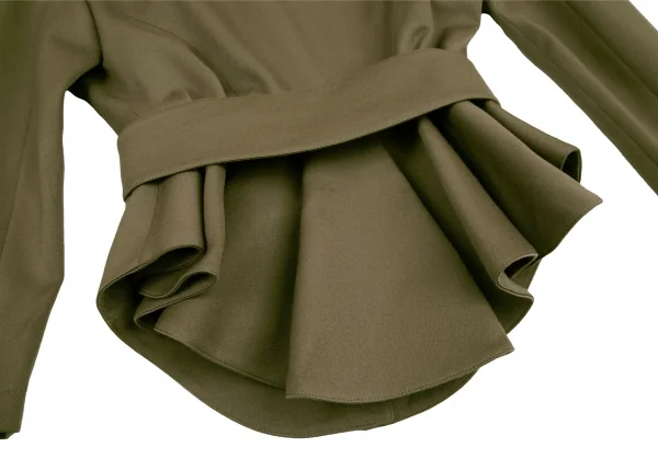 ティエリーミュグレー Thierry Mugler アシンメトリーラペルウールギャバセットアップ カーキ9AR/63-90 K-115670_011