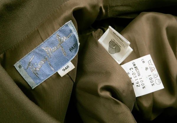 ティエリーミュグレー Thierry Mugler アシンメトリーラペルウールギャバセットアップ カーキ9AR/63-90 K-115670_012