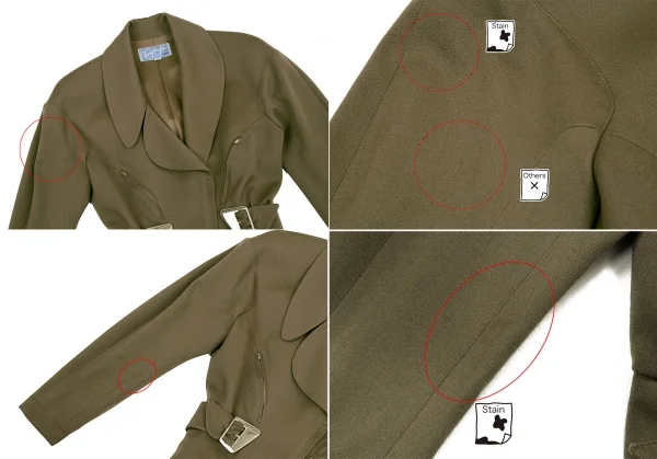 ティエリーミュグレー Thierry Mugler アシンメトリーラペルウールギャバセットアップ カーキ9AR/63-90 K-115670_004