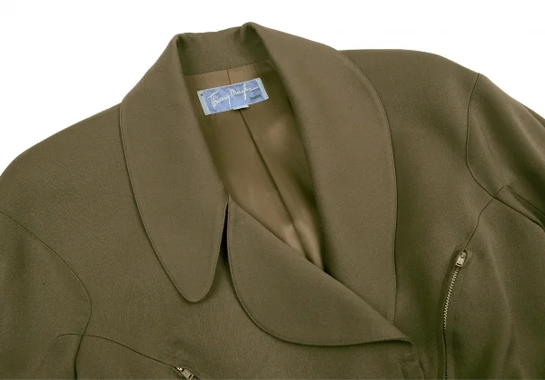 ティエリーミュグレー Thierry Mugler アシンメトリーラペルウールギャバセットアップ カーキ9AR/63-90 K-115670_005
