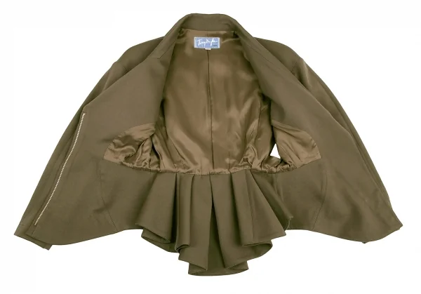 ティエリーミュグレー Thierry Mugler アシンメトリーラペルウールギャバセットアップ カーキ9AR/63-90 K-115670_009