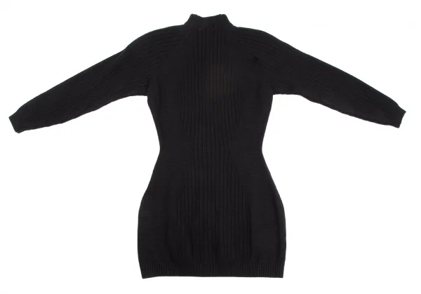 ティエリーミュグレー Thierry Mugler リブ地切替チャームジップジップニット 黒M K-115672_012