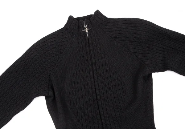 ティエリーミュグレー Thierry Mugler リブ地切替チャームジップジップニット 黒M K-115672_003