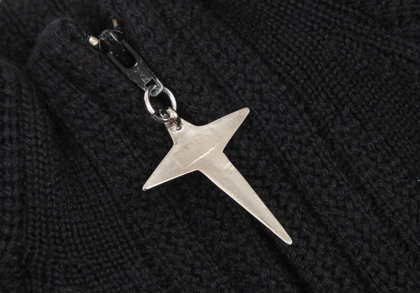 ティエリーミュグレー Thierry Mugler リブ地切替チャームジップジップニット 黒M K-115672_005