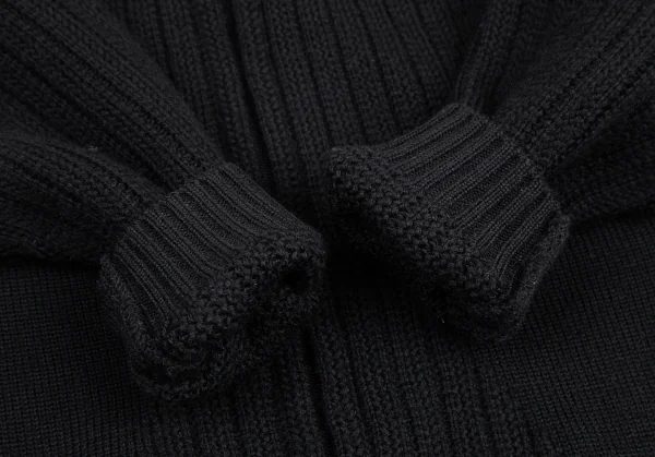 ティエリーミュグレー Thierry Mugler リブ地切替チャームジップジップニット 黒M K-115672_008