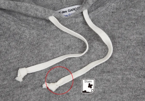 コムコム コムデギャルソンCOMME des GARCONS カシミヤニットプルオーバーパーカー グレーS K-115683_005