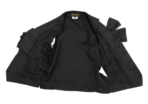 コムデギャルソンCOMME des GARCONS ビッグリボン装飾ストライプジレベスト 黒S K-115699_011