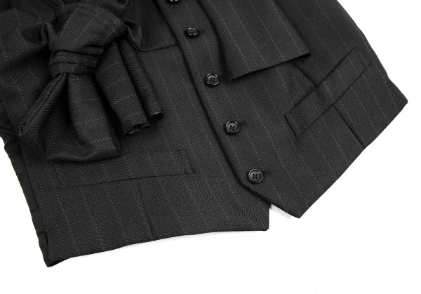 コムデギャルソンCOMME des GARCONS ビッグリボン装飾ストライプジレベスト 黒S K-115699_009