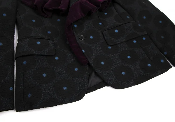 コムデギャルソンCOMME des GARCONS ベロアフリルサークルジャガードジャケット 黒ワインS K-115703_012
