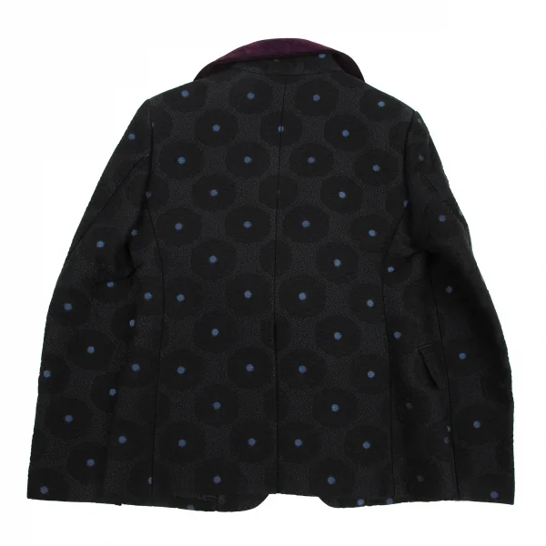 コムデギャルソンCOMME des GARCONS ベロアフリルサークルジャガードジャケット 黒ワインS K-115703_015