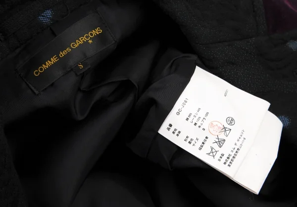コムデギャルソンCOMME des GARCONS ベロアフリルサークルジャガードジャケット 黒ワインS K-115703_019