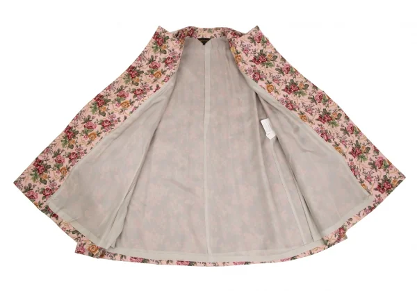 コムデギャルソンCOMME des GARCONS ゴブランビッグシルエットラウンドカラーコート ピンク緑XS K-115707_013