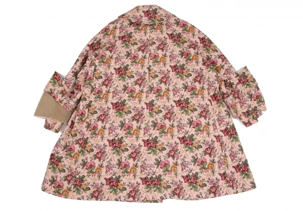 コムデギャルソンCOMME des GARCONS ゴブランビッグシルエットラウンドカラーコート ピンク緑XS K-115707_015