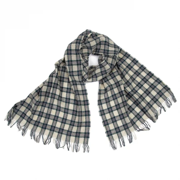 アルテア フォー パパスプラスaltea for Papas+ ウールカシミヤチェックフリンジストール ベージュグレー K-115739_001