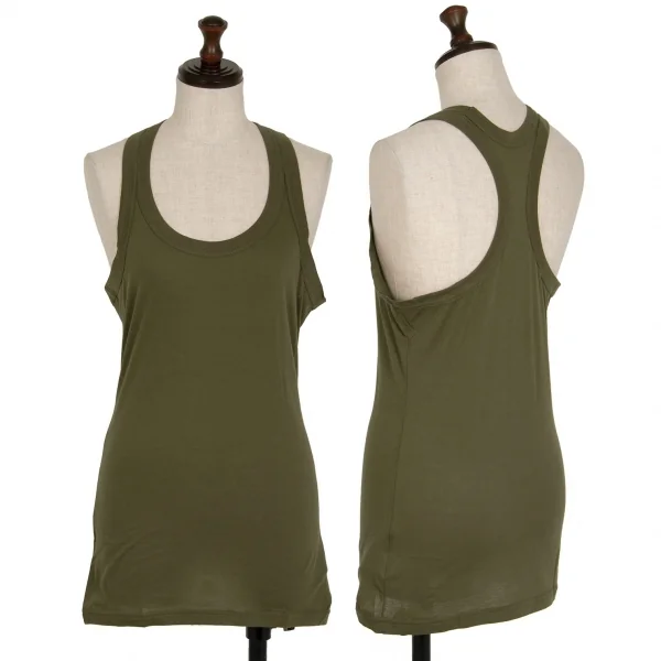 ヨウジヤマモト ファムYohji Yamamoto FEMME コットンベーシックタンクトップ カーキ2 K-115746_001