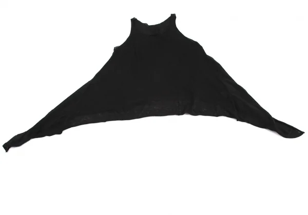 ヨウジヤマモト ファムYohji Yamamoto FEMME コットンカシミヤ裾フレアニットタンクトップ 黒2 K-115749_010