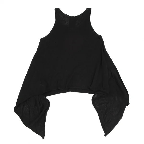 ヨウジヤマモト ファムYohji Yamamoto FEMME コットンカシミヤ裾フレアニットタンクトップ 黒2 K-115749_012