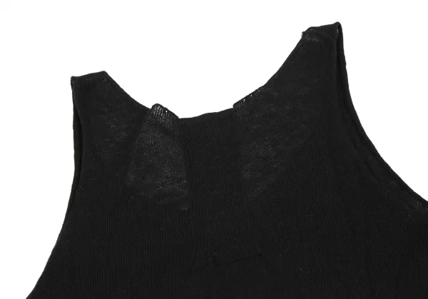 ヨウジヤマモト ファムYohji Yamamoto FEMME コットンカシミヤ裾フレアニットタンクトップ 黒2 K-115749_013