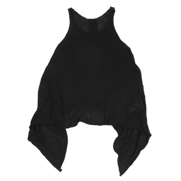 ヨウジヤマモト ファムYohji Yamamoto FEMME コットンカシミヤ裾フレアニットタンクトップ 黒2 K-115749_002