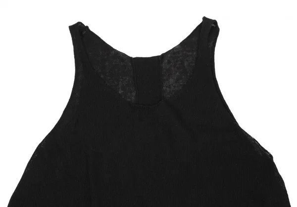 ヨウジヤマモト ファムYohji Yamamoto FEMME コットンカシミヤ裾フレアニットタンクトップ 黒2 K-115749_003