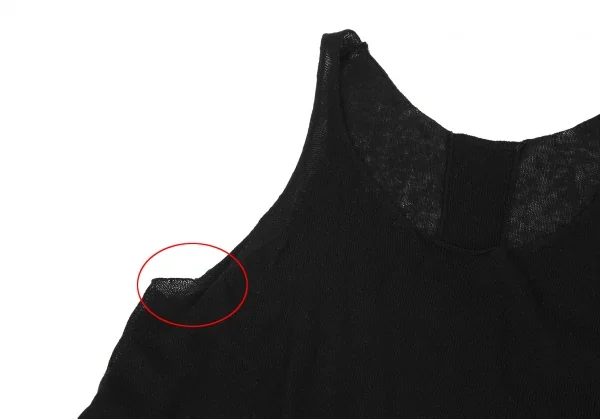 ヨウジヤマモト ファムYohji Yamamoto FEMME コットンカシミヤ裾フレアニットタンクトップ 黒2 K-115749_005