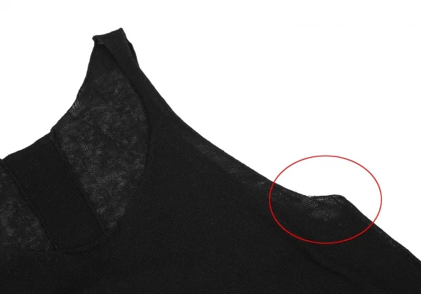 ヨウジヤマモト ファムYohji Yamamoto FEMME コットンカシミヤ裾フレアニットタンクトップ 黒2 K-115749_007