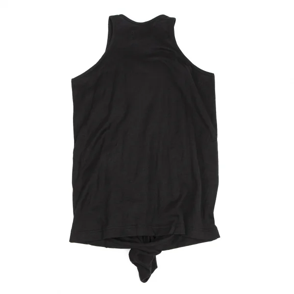 ヨウジヤマモト ファムYohji Yamamoto FEMME コットンナイロンフリルデザイン裾アシンメトリータンクトップ 黒2 K-115750_011