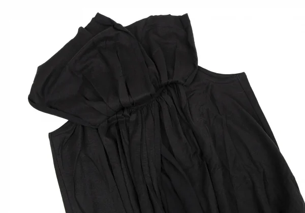 ヨウジヤマモト ファムYohji Yamamoto FEMME コットンナイロンフリルデザイン裾アシンメトリータンクトップ 黒2 K-115750_007