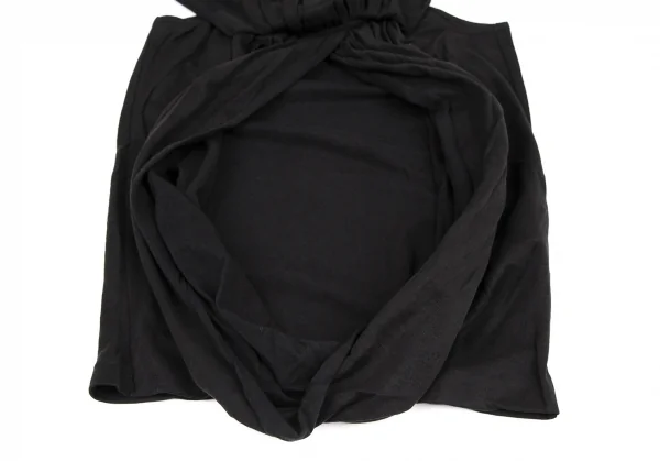 ヨウジヤマモト ファムYohji Yamamoto FEMME コットンナイロンフリルデザイン裾アシンメトリータンクトップ 黒2 K-115750_009